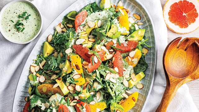 Citrus & Kale Salad with Green Goddess Dressing