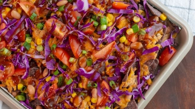 Layered BBQ Chicken Nachos