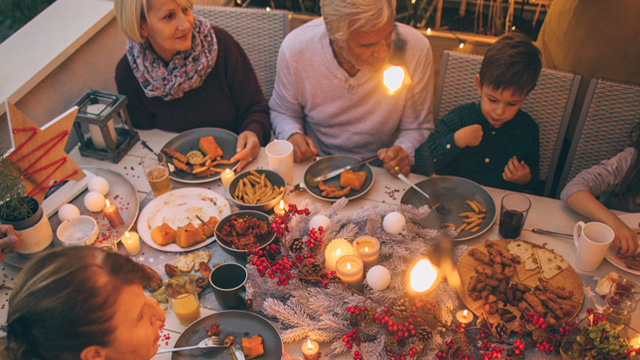 Family easting dinner together